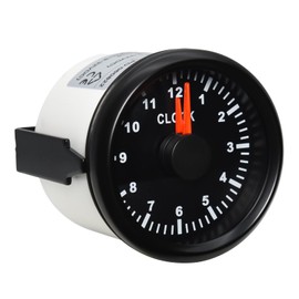 52mm Clock Gauge with Red Backlight, 0-12 Hours Hourmeter, for Car, Boat, Yacht, 9-32V