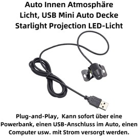 Q04C Universal Auto Starlight Decke, USB Mini LED Sternenhimmel Projektor, Einstellbar und Flexibel, Romantische Innenbeleuchtung, Tragbare Atmosphärenlampe für Auto, Party und Dekorationen