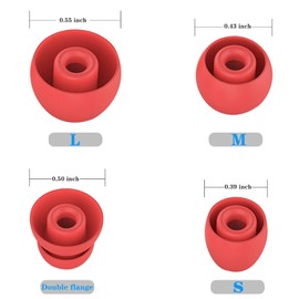 8PCS Replacement Eartips Silicone Pro Earbuds Ear Tips Buds Eargels Set Compatible with Beats by dr dre Powerbeats Pro Wireless Earphone Headphones - Small, Medium, Large, and Double Flange (Red)
