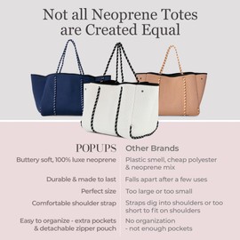 POPUPS Neoprene Large Tote Bags, Tan - Lightweight and Water-Resistant Neoprene Bag