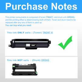 LCL Compatible Toner Cartridge TN243 TN247 TN-247 TN247BK TN-247BK 3000 Pages (1 Black) Replacement for Brother HL-L3210CW HL-L3230CDW HL-L3270CDW MFC-L3710CDW MFC-L3750CDW MFC-L3770CDW MFC-L37 30CDW