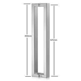 TOGU TG-R3825 18 inches Solid Standoffs Heavy-Duty Commercial Grade-304 Stainless Steel Push Pull Door Handle/Barn Door Pull Handle/Glass Pulls, Full Brushed Stainless Steel Finish