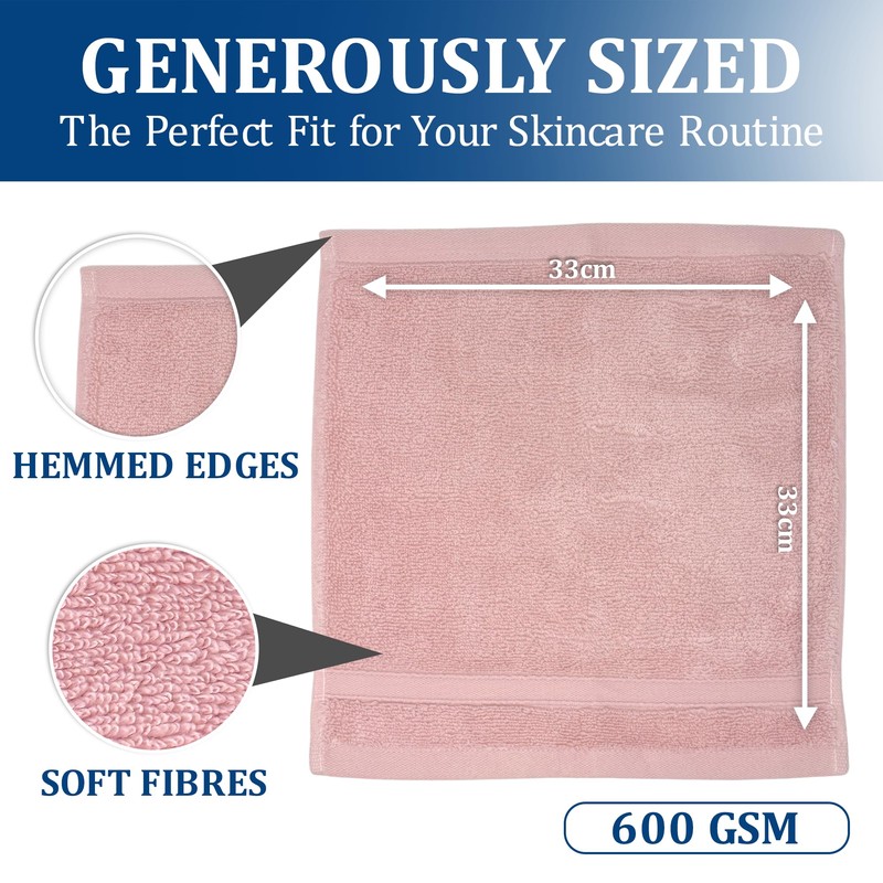 Towelogy Zero Twist Face Cloths 33x33cm - 100% Egyptian Cotton