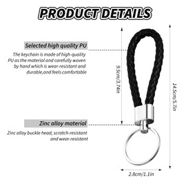 Classicseali Pack of 4 Woven Keyrings, Braided Key Fob, Leather Key Pendant for Men and Women, Moto and House Keys (Black, Red, White, Brown)
