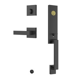 Secusly Front Door Handle and Deadbolt Set - Keyed Entry Lock with Lever Handle, Easy Install Security Door Lock Set for Standard Exterior Doors (Black)