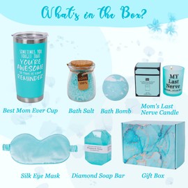 Lunluck Gifts for Women, Birthday Gifts for Women Gifts for Her Relaxing Spa Gift Basket Set, Bath and Body Care Gifts for Mum from Daughter Son Sister Pamper Gifts for Women (Blue)