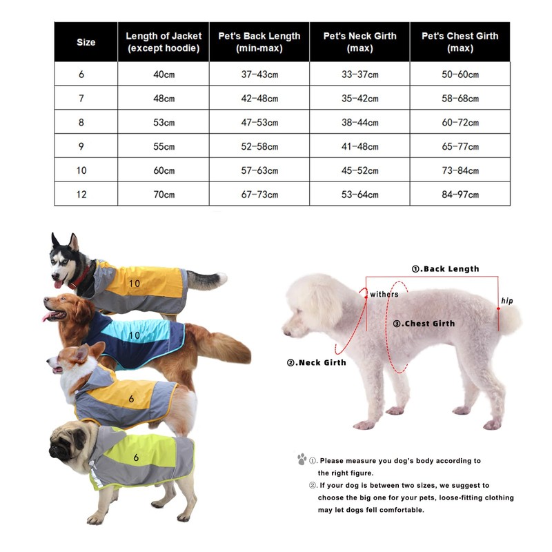 ClawsPurrfect Dog Hooded Waterproof Rain Jackets: Lightweight, Large, Medium, Refective