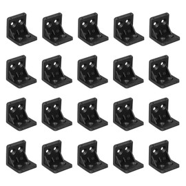 sourcing map 20Pcs Plastic Corner Braces, L Shape Corner Bracket, Right Angle Corner Support Brace, Shelf Board Holder for Wood Furniture Cabinet Drawer Bookcase, Black