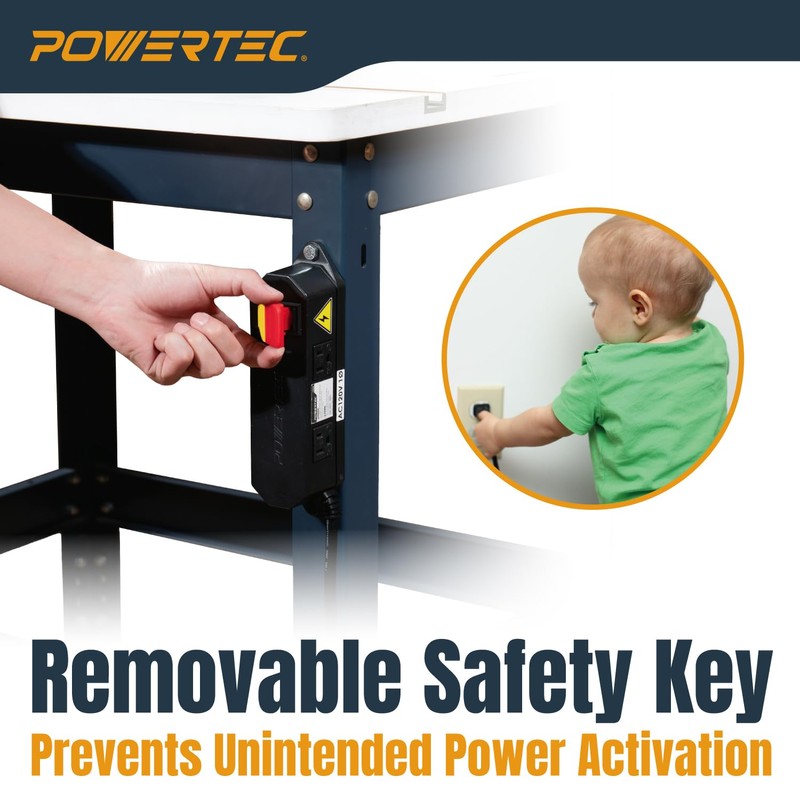 POWERTEC Dual Outlet Power Tool Safety Switch - 120V 15A