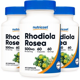 Nutricost Rhodiola Rosea 500mg, 60 Capsules (3 Bottles) - Gluten Free and Non-GMO Rhodiola Rosea Supplement
