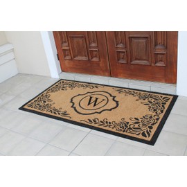 A1 Home Collections Hand Craft Entry Coir Monogram Double Doormat,72" L x 36" W, X-Large 36"X72"