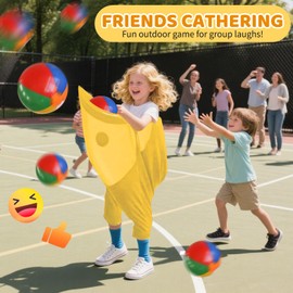 Granny Pants Yard Game, Funny Giant Stretchy Granny Pants with 4 Bouncy Balls & 1 Air Pump, Outdoor Party Game, Backyard Relay Race Games, Fun Family Reunion & Adult Yard Game for Groups (Yellow)