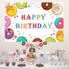 Donut Birthday Backdrop Banner Donut Birthday Party Decorations Supplies Donut