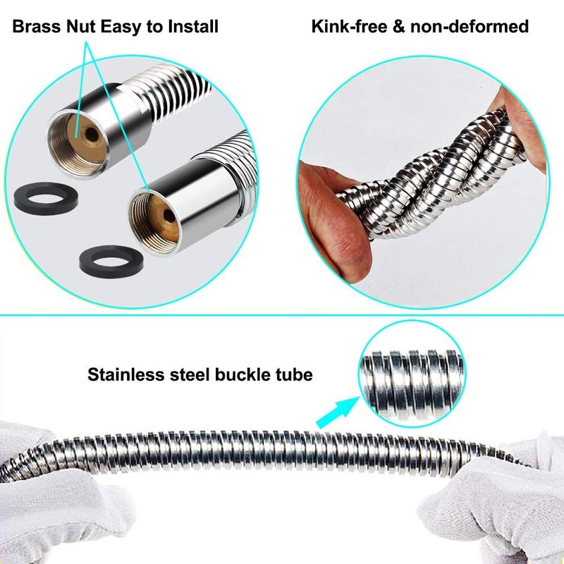 TNROTED 60 Inch Commercial Pre Rinse Sprayer Hose 1.42 GPM