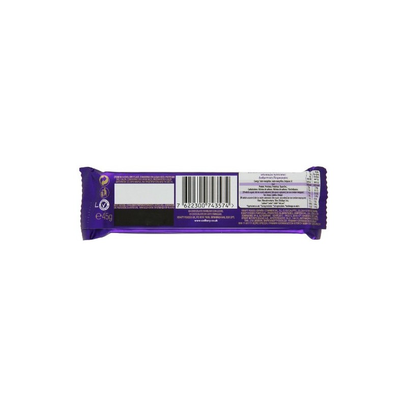 Cadbury Dairy Milk, 45g Bars, 1.58 Ounce (Pack of 12)
