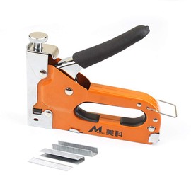 NUZAMAS Heavy Duty Staple Gun Kit, Includes Staple Gun, 600 Staples (200 Each U Shape, Door Shape, T Shape) and Staple Remover for DIY Applications, Plastic Body, Hand Operated 3 Way Stapler
