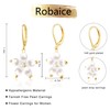 Robaice 14K Gold Plated Pearl Flower Drop Earrings For Women,