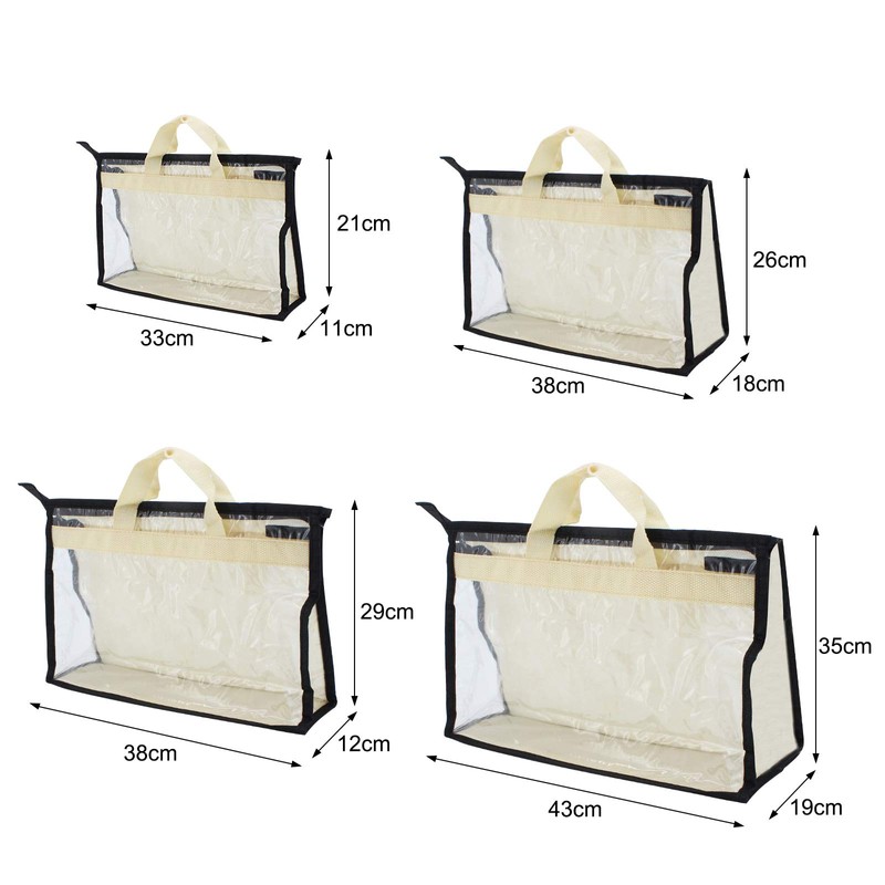 ShawFly 4pcs Handbag Storage Dust Cover, Upgrade Thicken PVC Transparent