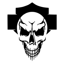 Motorcycle Stiker with Skull Waterproof Vinyl Decal for Harley Motorbikes and Helmets (Black, 2.5" x 3")