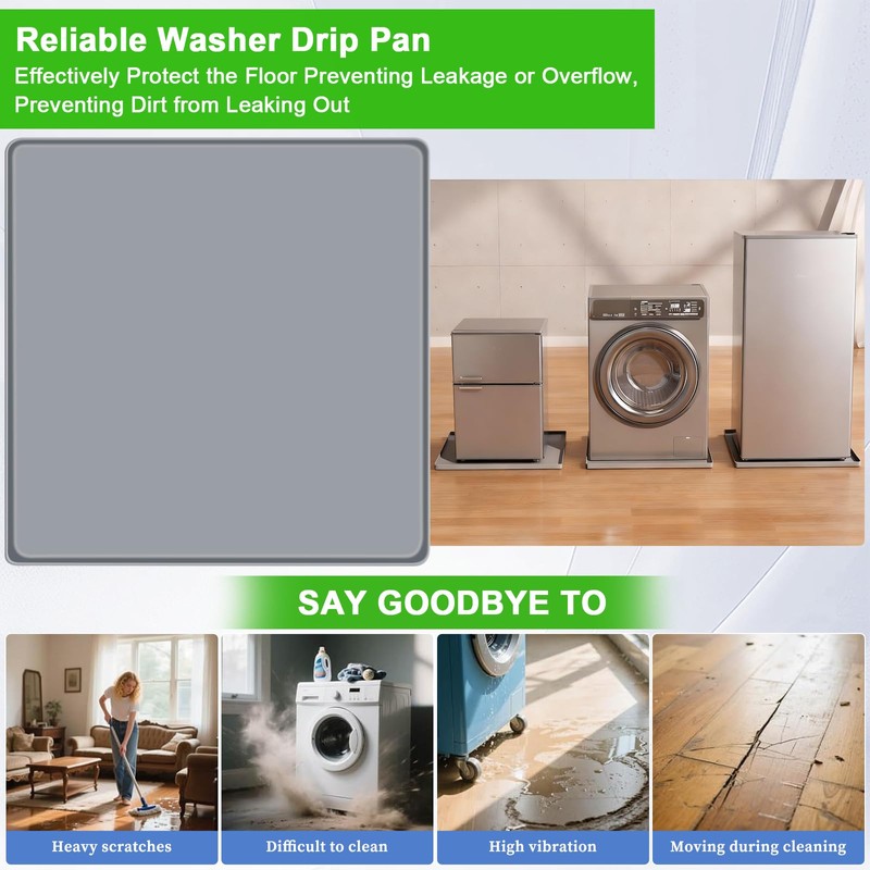 Xixter Washing Machine Pan 27x27 – Silicone Washer Tray &
