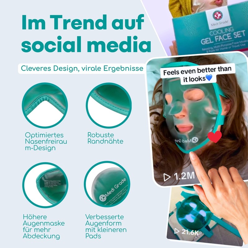 Medi Grade Cooling Mask for Face Eyes in Set, Refreshing