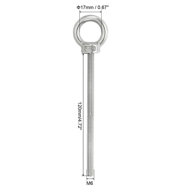 PATIKIL M6 x 120 mm Lifting Shoulder Eye Bolt, 3