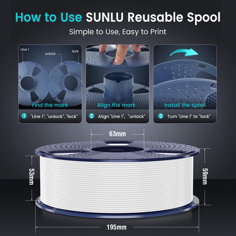 SUNLU PLA Plus Filament 1.75mm Red 1KG, Neatly Wound 3D