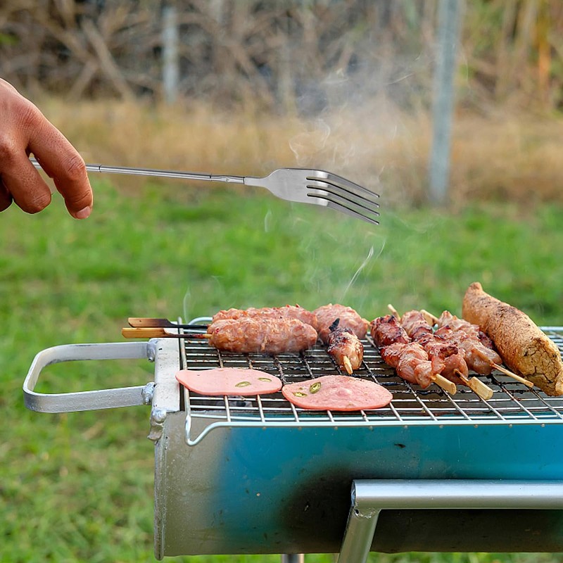 2 PCS Extendable Fork,8.66-25.59 Inch Extra Long Handle Telescopic Expandable