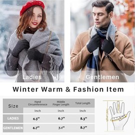 Yemlarey Winter Gloves Men Women Warm Touchscreen Knitted Gloves with Thick Fleece Fluffy Mittens for Men Women, black
