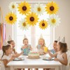 9 PCS Sunflower Paper Fan Decorations Set, Yellow and White