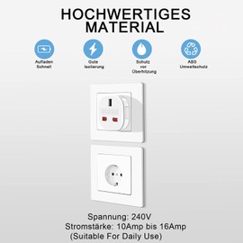 2 Stück Reiseadapter, UK auf DE Adapterstecker, Adapter UK auf EU, UK auf DE Reisestecker, 3-polig UK Reiseadapter auf 2-polige EU-Steckdose für Frankreich, Irland, Niederlande, Polen, Schweden-Weiß