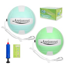 Arejonner Tetherball, 2 Pcs Tether Balls and Rope Set,Replacement Tetherball with Ball Pump for Adults Backyard Outdoors, Cyan & Green