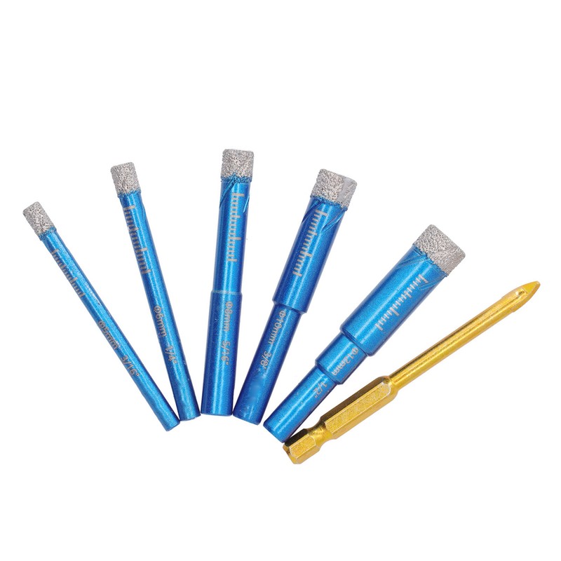 6PCS Brazed Dry Drill Bit Wear Resistant Vaccum Brazing Diamond