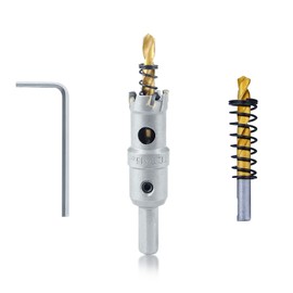 Luomorgo 5/8" 16mm TCT Carbide Hole Saw Tungsten Carbide Tipped Hole Cutter with 2 Pcs Titanium-Plated Pilot Drill Bit for Metal Iron Steel Wood Plastic