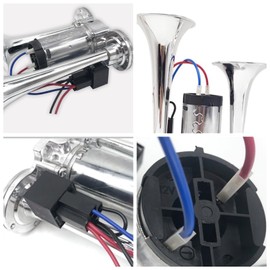 YIYIDA Car Horn Air Horn Truck Horn Double Tube Silver 12 V Car Horn Loud Sound Speaker Air Horn Waterproof High and Low Tone Electric Horn Trumpet Alarm Horn for 12 V Car Yacht etc