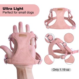 Dog Harness and Leash Set, XS No Pull Adjustable Puppy Harness with Multifunction Pink Dog Leash and Collar, Soft No Choke Escape Proof Pet Harness Vest for Small Dogs and Cats (Pink, XS)