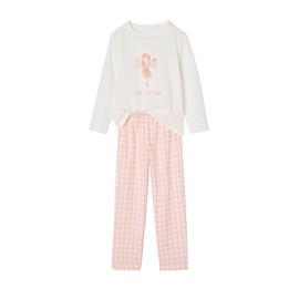 Vertbaudet Girls Flannel Pyjamas Ballerina, rose