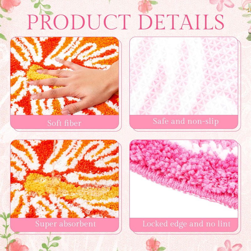 Drydiet 2 pcs 24 in Cute Hibiscus Flower Bathroom Rugs,