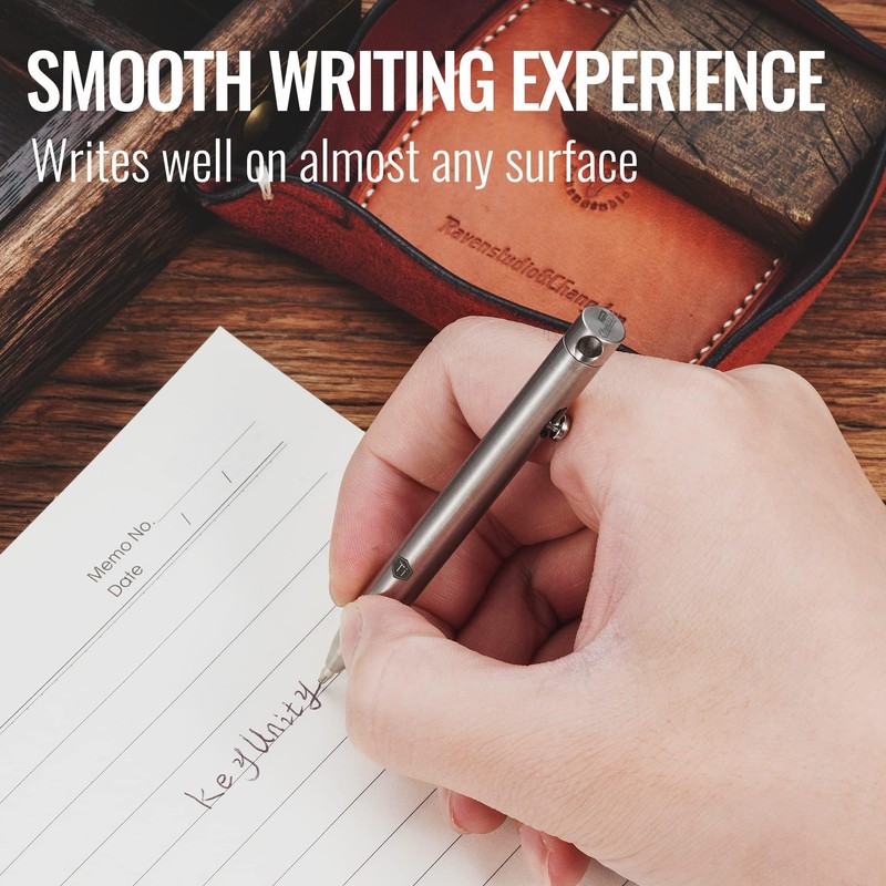 KeyUnity Titanium Retractable Silver Polished Ballpoint Pen - Fine Point