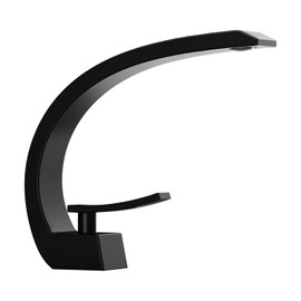 Oersitor Matte Black Bathroom Sink Faucet Modern Single Hole 1-Handle Faucet Chrome Faucet Mount Curved Lavatory Faucet Mixer Tap