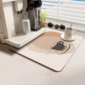 Coffee Bar Mat Rubber Dish Drying Mat For Kitchen Counter Coffee Mat for Home Bar Gift Kitchen Mat Coffee Bar Accessories Decorative Coffee Shop Chocolate Dish Drying Pad 16"X 18"