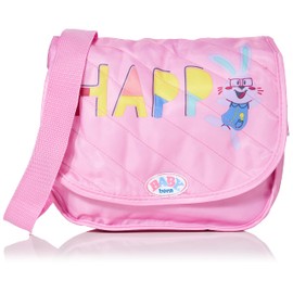 Zapf Creation 828021 BABY born Wickeltasche mit verstellbaren Tragegurt, Wickelunterlage, Windel, Spielring und Cremedose, rosa.