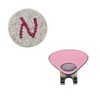 N- Initial Micro Pave Crystal Ball Marker (Pink) w/Hat Clip
