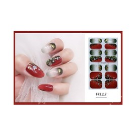 Christmas Glitter Snowflake Reindeer Crystal Full Wrap Nail Sticker Ff3117 Nail Wraps Stickers Manicure Supplies for Women Nails Full Long Lasting Easy Apply and Remove