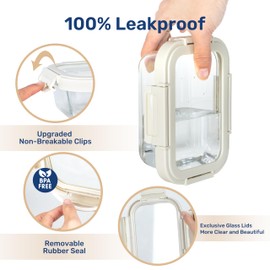 Miibox Glass Meal Prep Containers with Exclusive Glass Lids, Glass Storage Containers with Lids, BPA-Free, Glass Lunch Boxes for Lunch, Pantry Organizers and Storage, Freezer to Oven Safe, Leak Proof