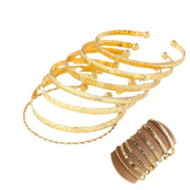 Vimmvid Pack of 7 bangles gold, bangles ladies, gold bangle, golden bangles Valentine's Day for her women, One size, Synthesis, not have
