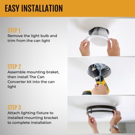 The Can Converter - R4, 4" Recessed Can Light Conversion Kit, up to 50lbs Ceiling Light Fixture, Recessed Lighting, Pendant Light, Hanging Light, Chandeliers, Flush Mounts, & Overall Home Improvement