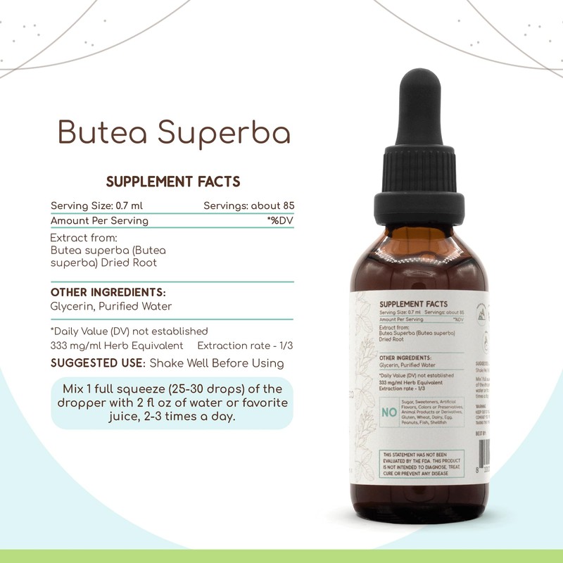 HerbEra Butea Superba Tincture B60 Alcohol-Free Extract, Wildcrafted Butea Superba