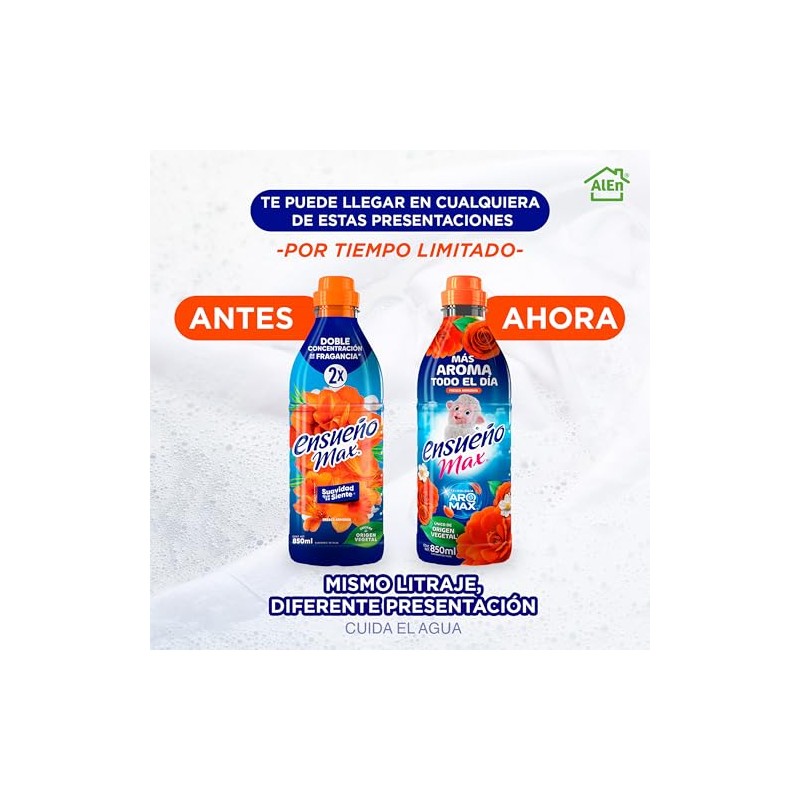 Ensueño Max suavizante de telas liquido Fresca Armonia 850 ml.