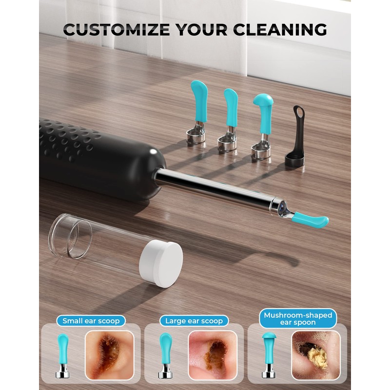 Ear Wax Removal Tool Camera, R1 Upgraded Anti-Fall Off Eartips